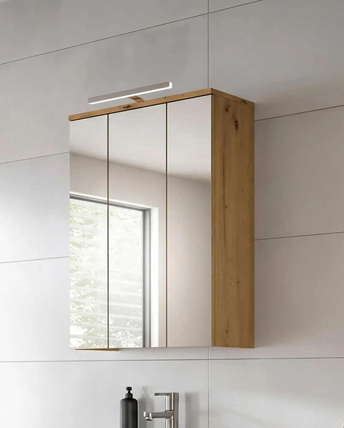 Badezimmer-Set Blake | Salbei / Artisan Eiche | 5-teilig ohne Beleuchtung