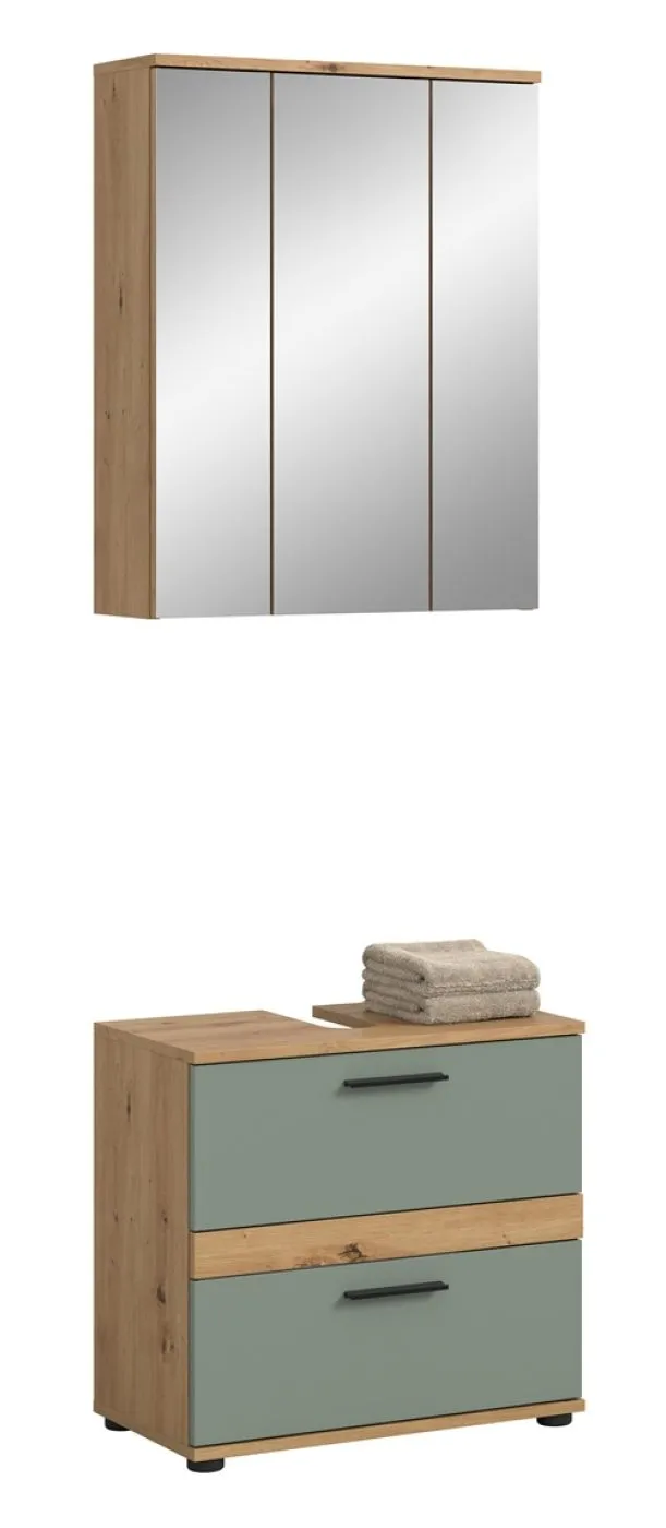 Badezimmer-Set Blake1 | Salbei / Artisan Eiche | 2-teilig