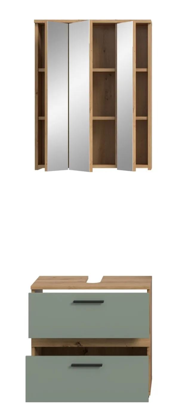 Badezimmer-Set Blake1 | Salbei / Artisan Eiche | 2-teilig
