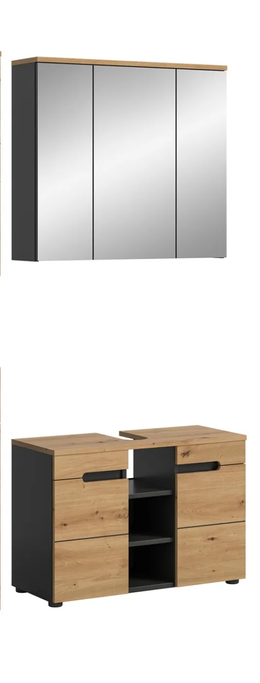 Badezimmer Set Canu 2 | 2-teilig | Artisan Eiche / Basalt grau