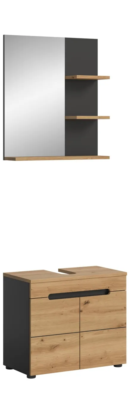 Badezimmer Set Canu | 2-teilig | Artisan Eiche / Basalt grau