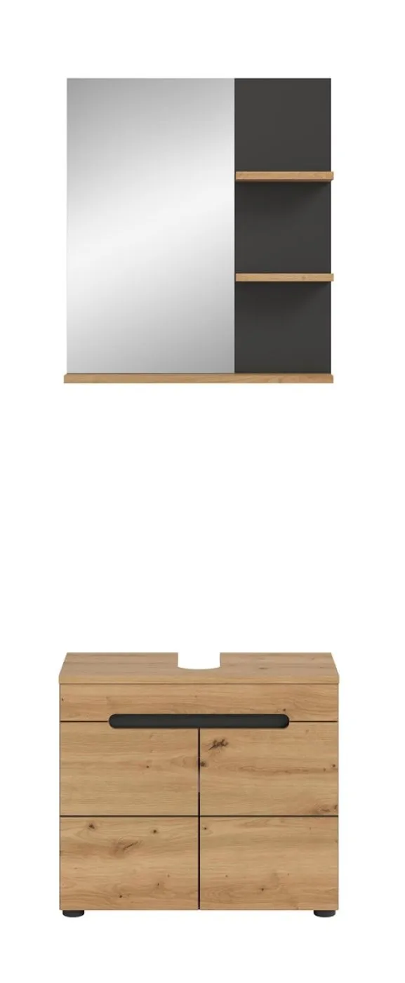 Badezimmer Set Canu | 2-teilig | Artisan Eiche / Basalt grau | optional Beleuchtung
