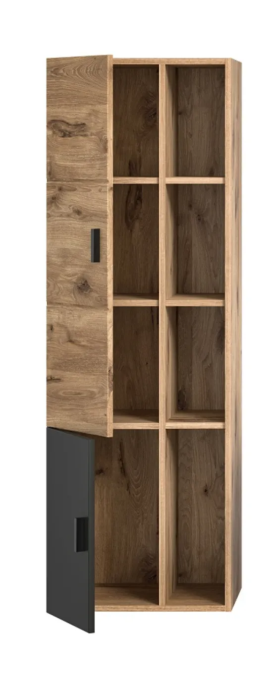 Badezimmer-Set Grado | Nox Oak / grau | 4-teilig mit Aufsatzleuchte