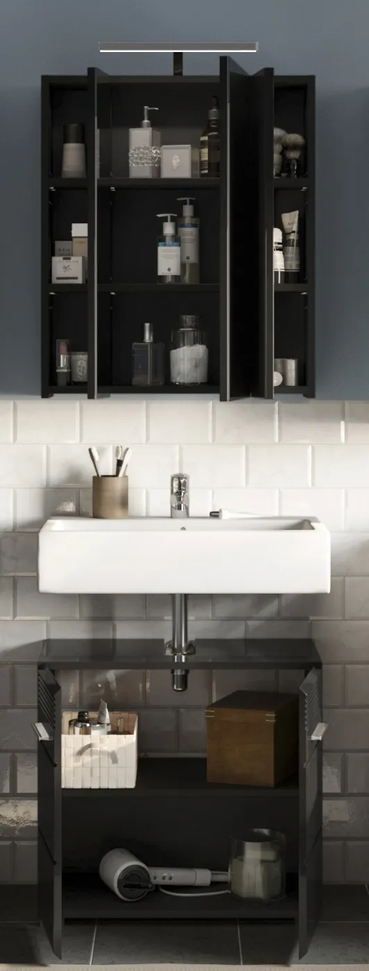 Badezimmer-Set Linus | schwarz Hochglanz | 2-teilig