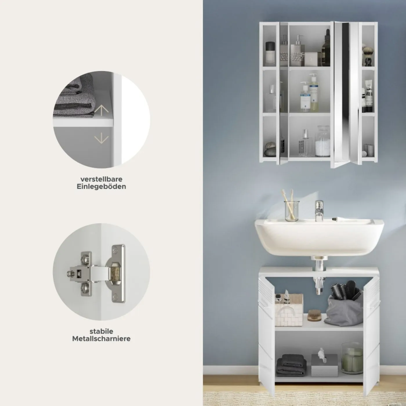 Badezimmer-Set Linus | weiß Hochglanz | 2-teilig
