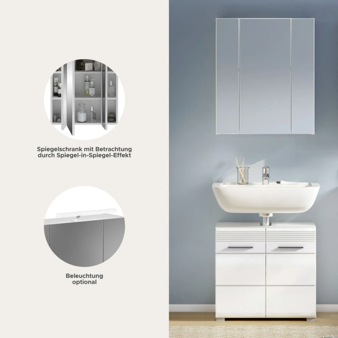 Badezimmer-Set Linus | weiß Hochglanz | 2-teilig