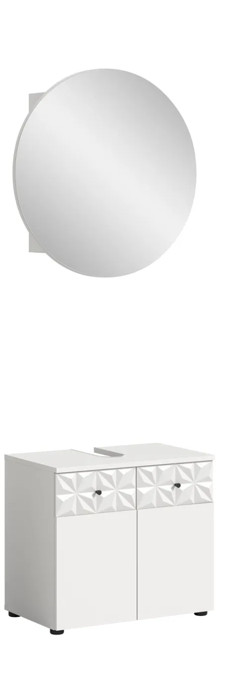 Badezimmer-Set Prisma 4 | weiß / weiß Hochglanz | 2-teilig