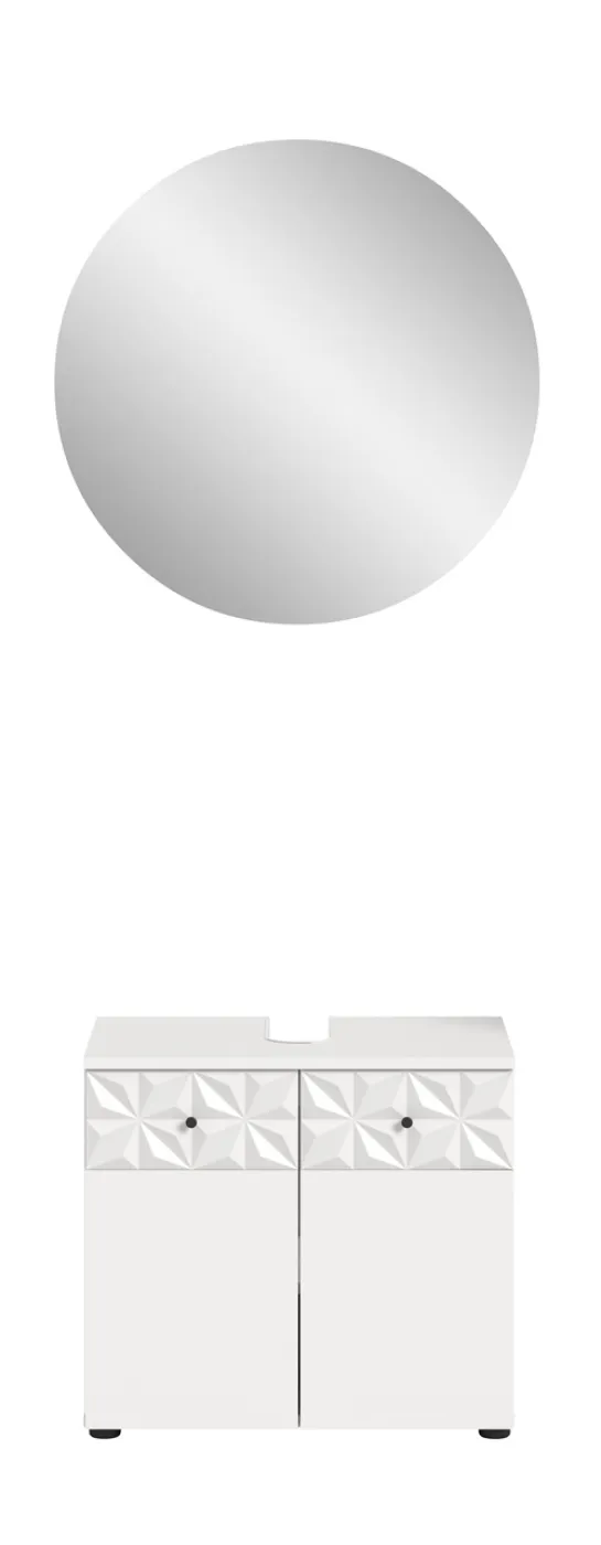 Badezimmer-Set Prisma 4 | weiß / weiß Hochglanz | 2-teilig