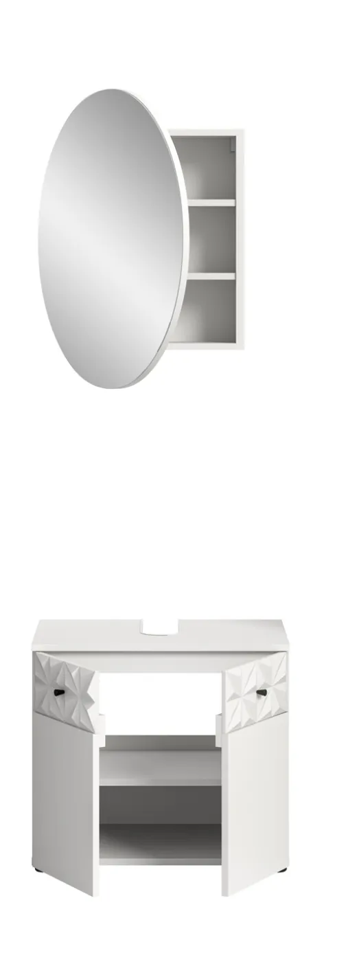 Badezimmer-Set Prisma 4 | weiß / weiß Hochglanz | 2-teilig