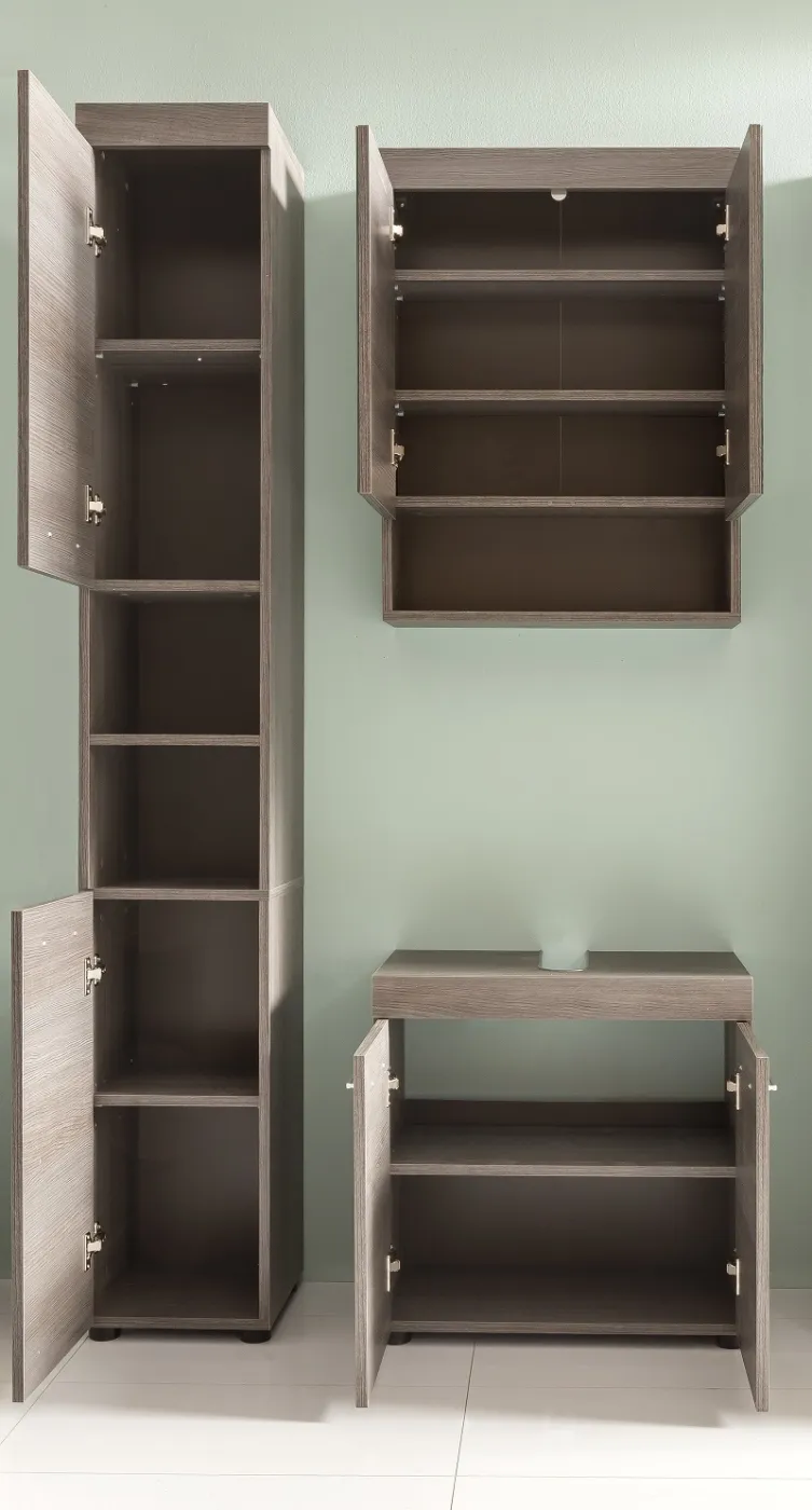 Badezimmer-Set Runner | rauchsilber | 3-teilig ohne Aufsatzleuchte