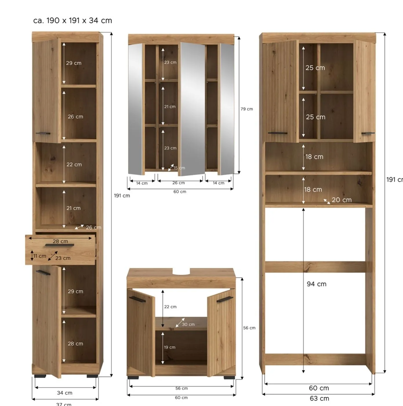Badezimmer-Set Scout 1 | Artisan Eiche | 4-teilig