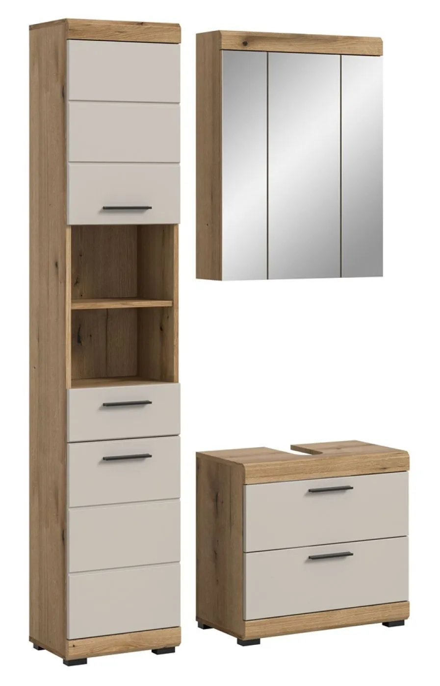 Badezimmer-Set Scout 1 | Kaschmir / Evoak Oak | 3-teilig ohne Aufsatzleuchte