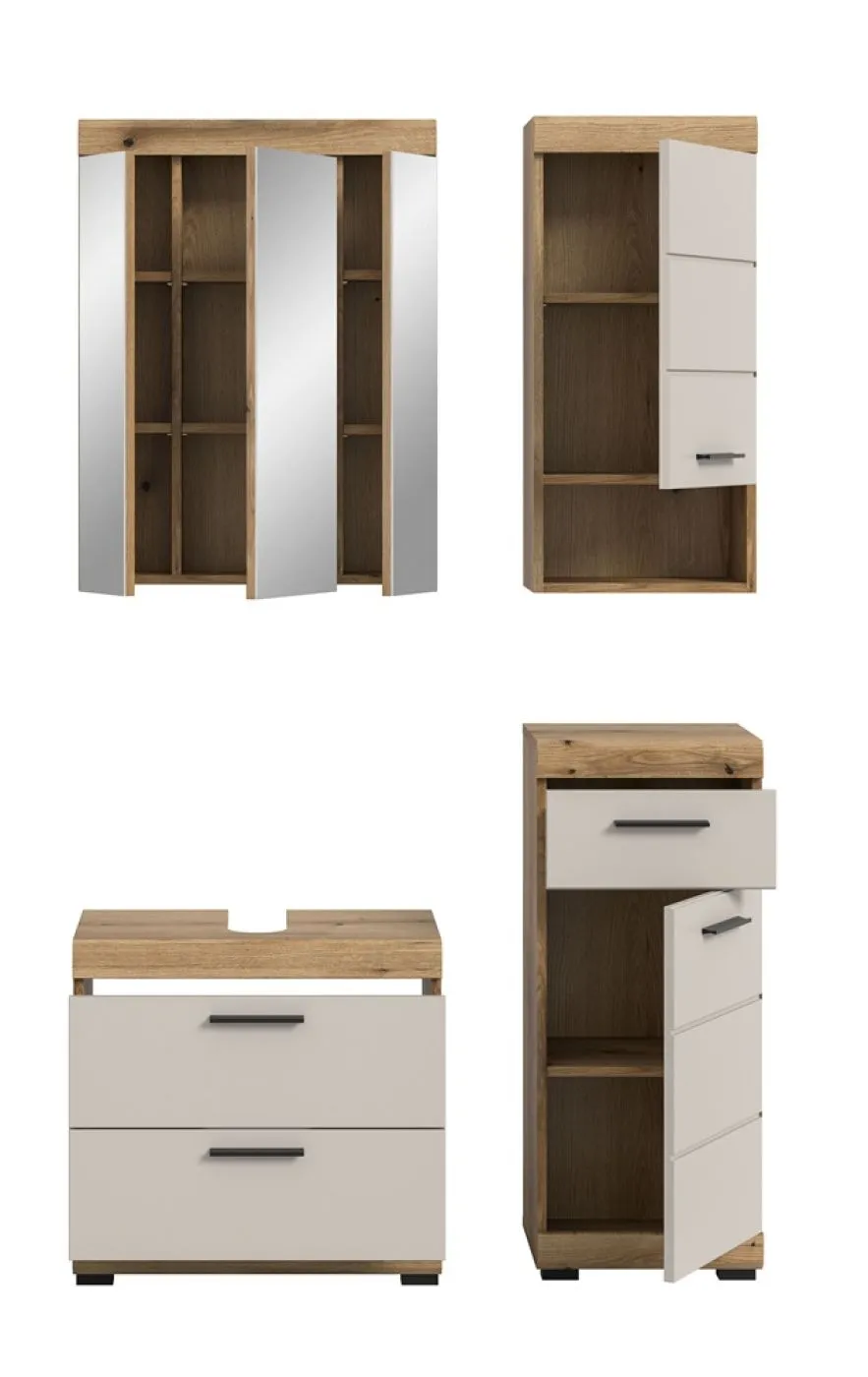 Badezimmer-Set Scout 1 | Kaschmir / Evoak Oak | 4-teilig mit Aufsatzleuchte 1