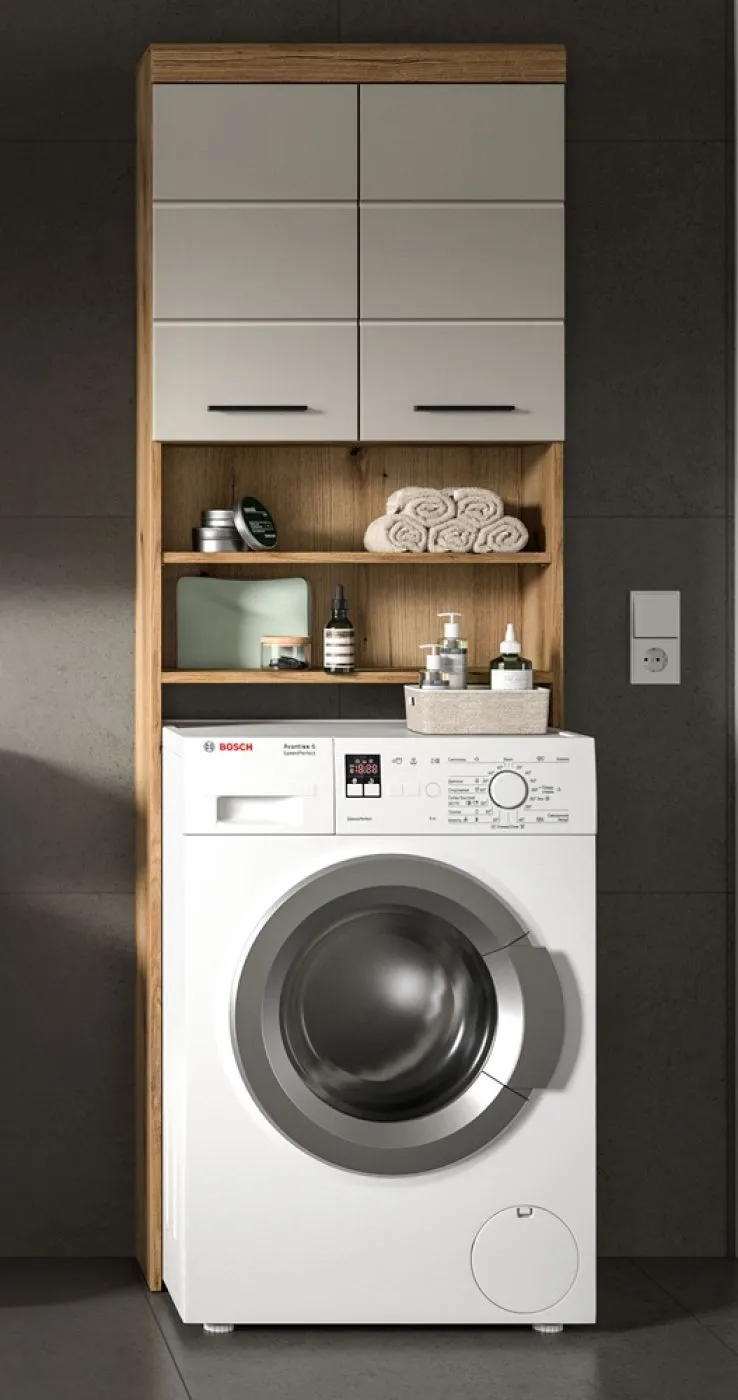 Badezimmer-Set Scout 1 | Kaschmir / Evoak Oak | 4-teilig mit Aufsatzleuchte