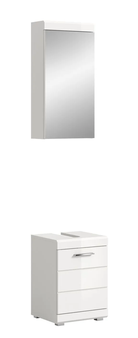 Badezimmer-Set Scout 1 | weiß Hochglanz / weiß | 2-teilig mit LED