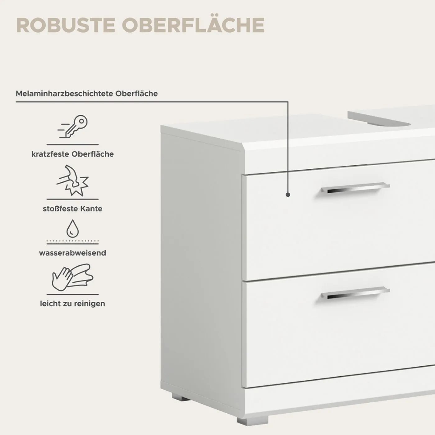 Badezimmer-Set Scout 1 | weiß Hochglanz / weiß | 3-teilig mit Aufsatzleuchte