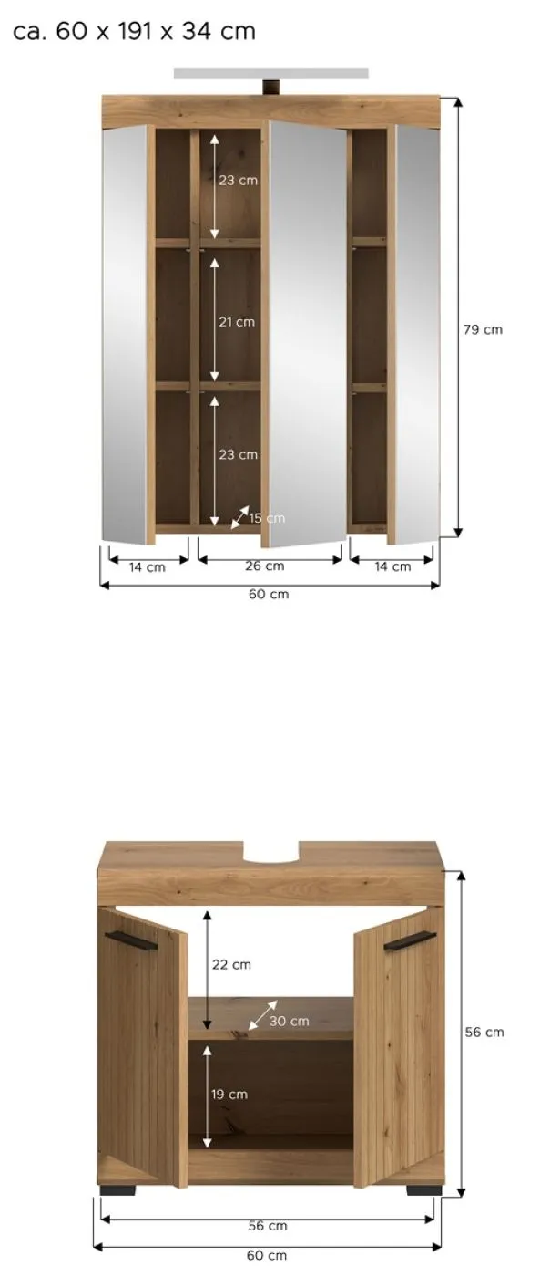 Badezimmer-Set Scout 2 | Artisan Eiche | 2-teilig ohne Aufsatzleuchte