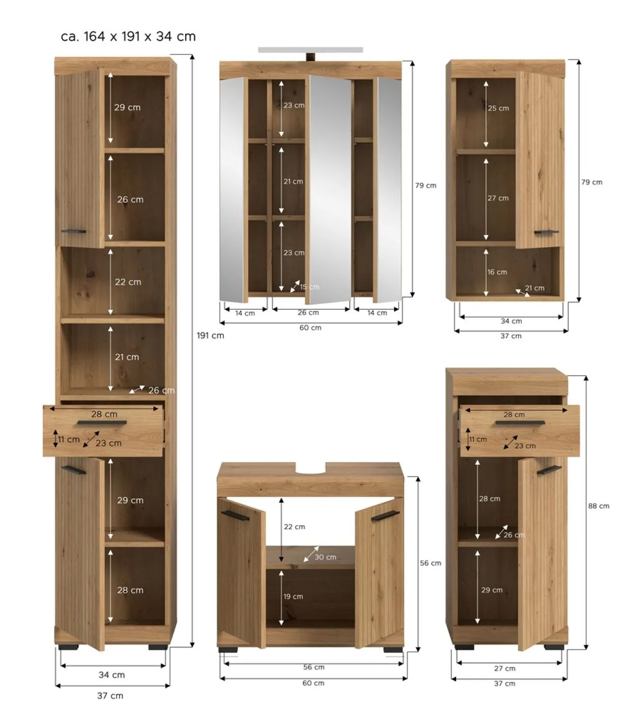 Badezimmer-Set Scout 2 | Artisan Eiche | 5-teilig