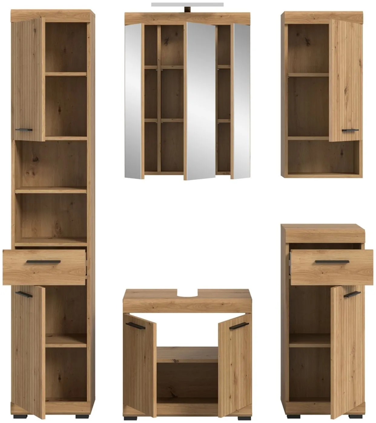 Badezimmer-Set Scout 2 | Artisan Eiche | 5-teilig mit Aufsatzleuchte