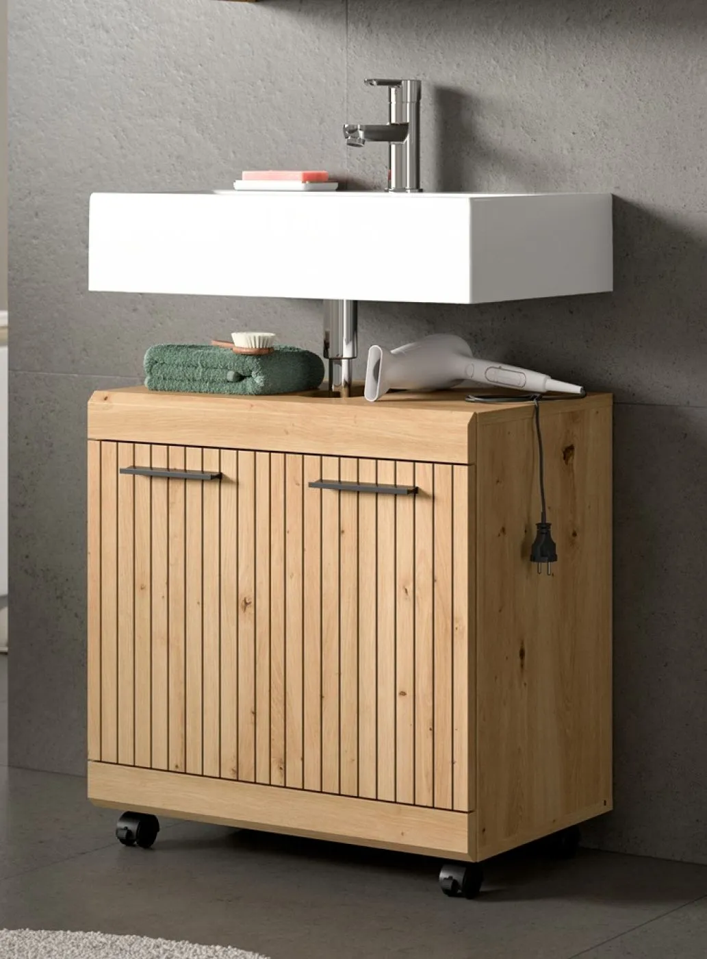 Badezimmer-Set Scout 2 auf Rollen | Artisan Eiche | 2-teilig ohne