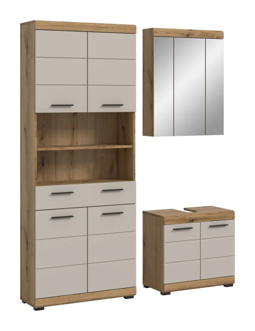 Badezimmer-Set Scout 2 | Kaschmir / Evoak Oak | 3-teilig mit Aufsatzleuchte