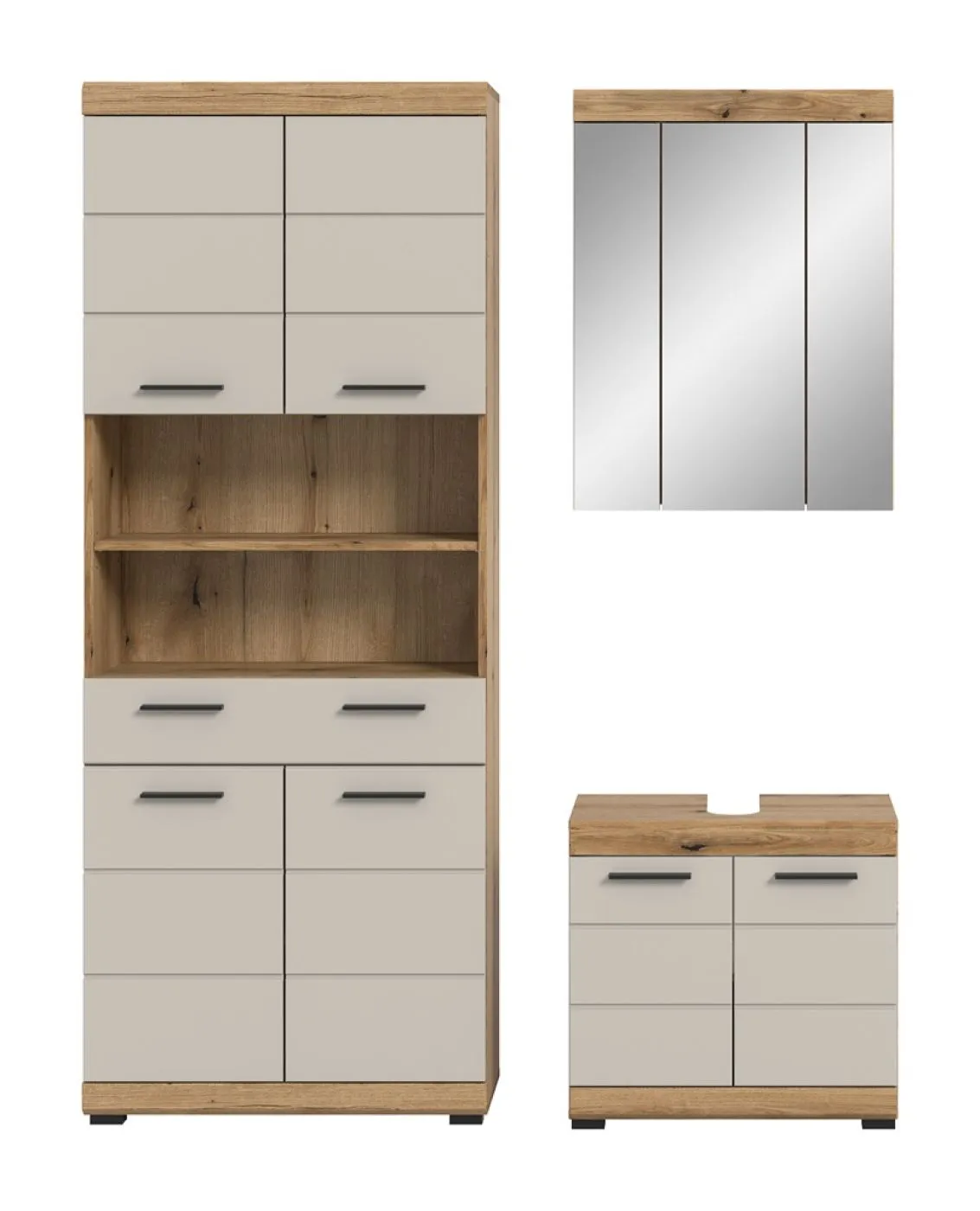 Badezimmer-Set Scout 2 | Kaschmir / Evoak Oak | 3-teilig mit Aufsatzleuchte