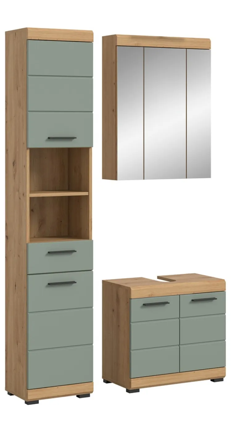 Badezimmer-Set Scout 2 | Salbei / Artisan Eiche | 3-teilig | optional Aufsatzleuchte