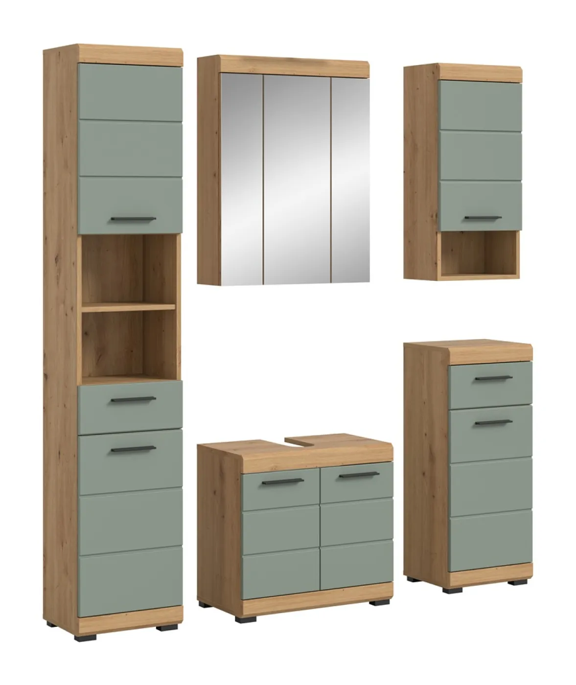 Badezimmer-Set Scout 2 | Salbei / Artisan Eiche | 5-teilig