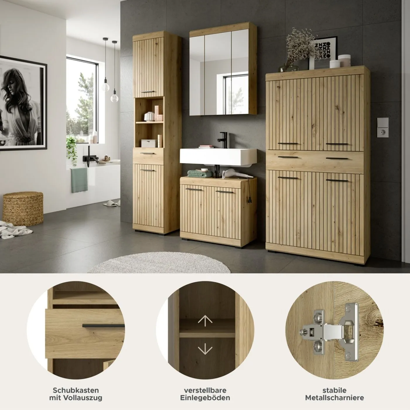 Badezimmer-Set Scout 3 | Artisan Eiche | 4-teilig