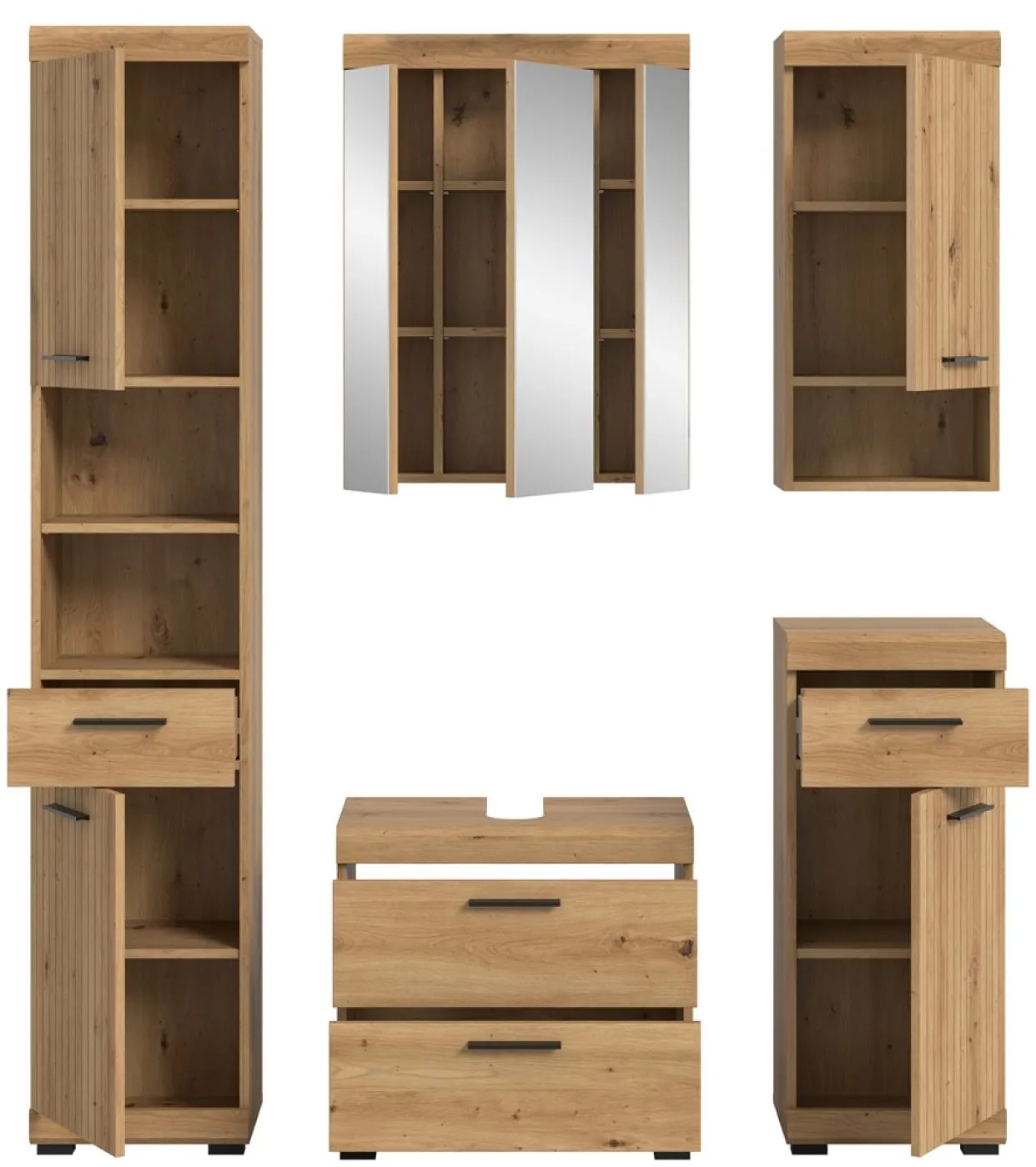 Badezimmer-Set Scout 3 | Artisan Eiche | 5-teilig mit Aufsatzleuchte