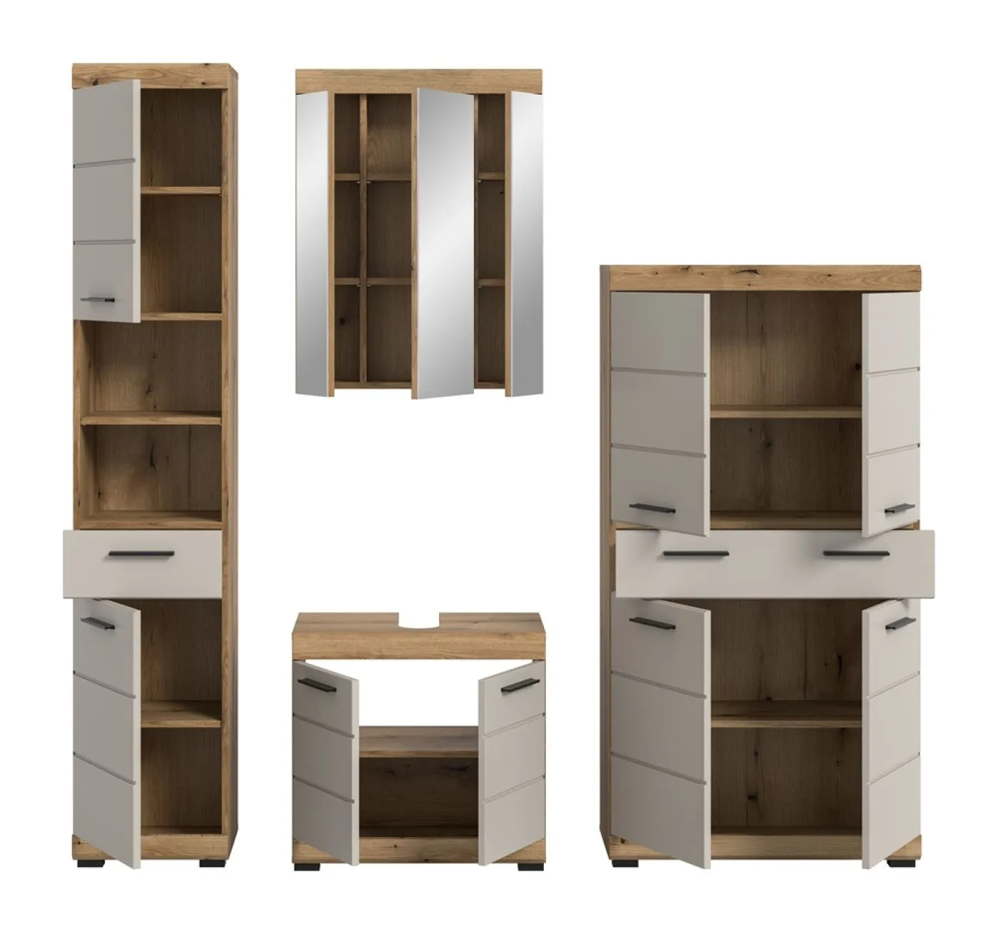 Badezimmer-Set Scout 3 | Kaschmir / Evoak Oak | 4-teilig