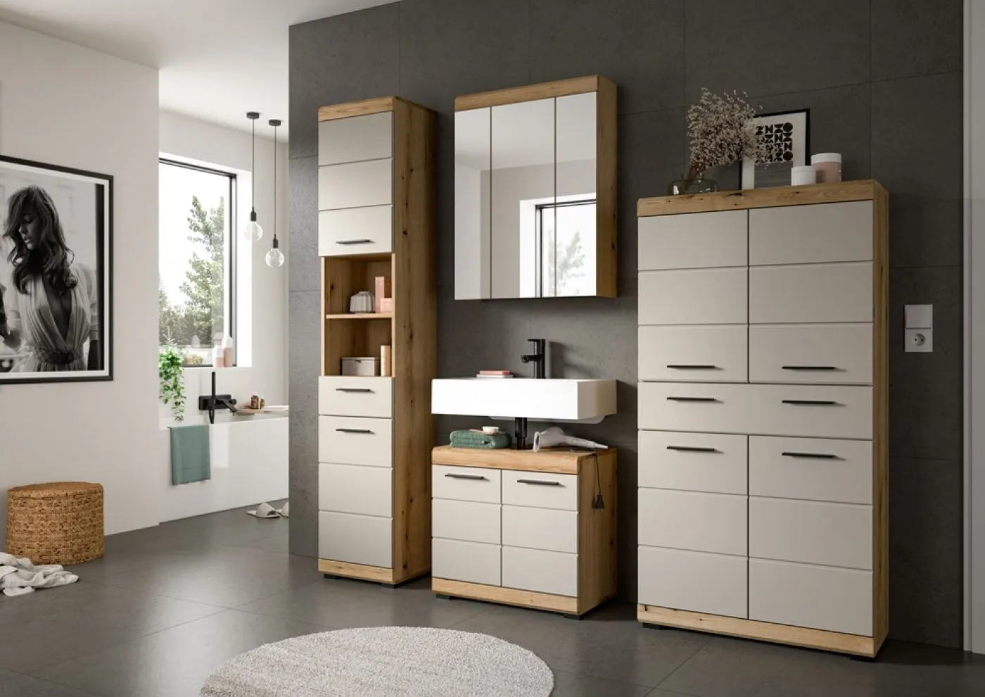 Badezimmer-Set Scout 3 | Kaschmir / Evoak Oak | 4-teilig