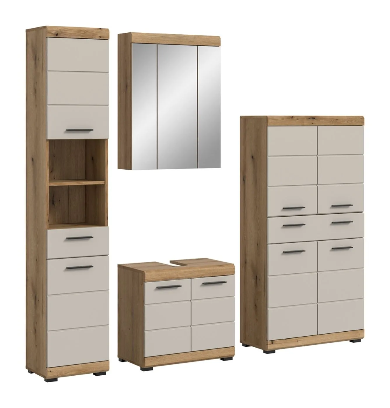 Badezimmer-Set Scout 3 | Kaschmir / Evoak Oak | 4-teilig ohne Aufsatzleuchte