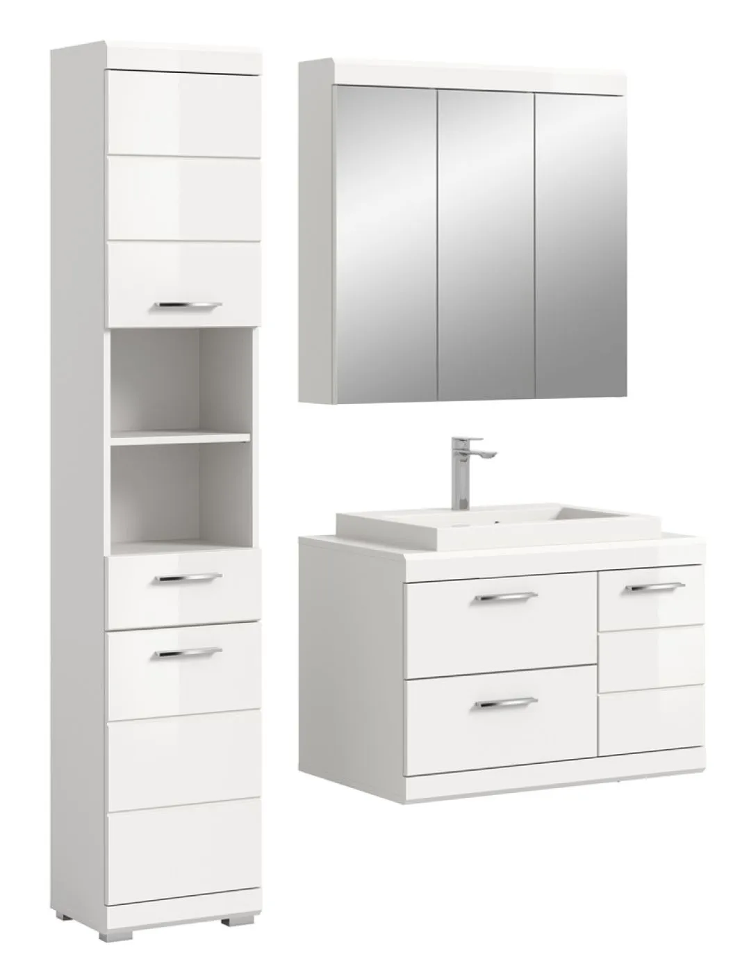 Badezimmer-Set Scout 3 | weiß Hochglanz / weiß | 3-teilig
