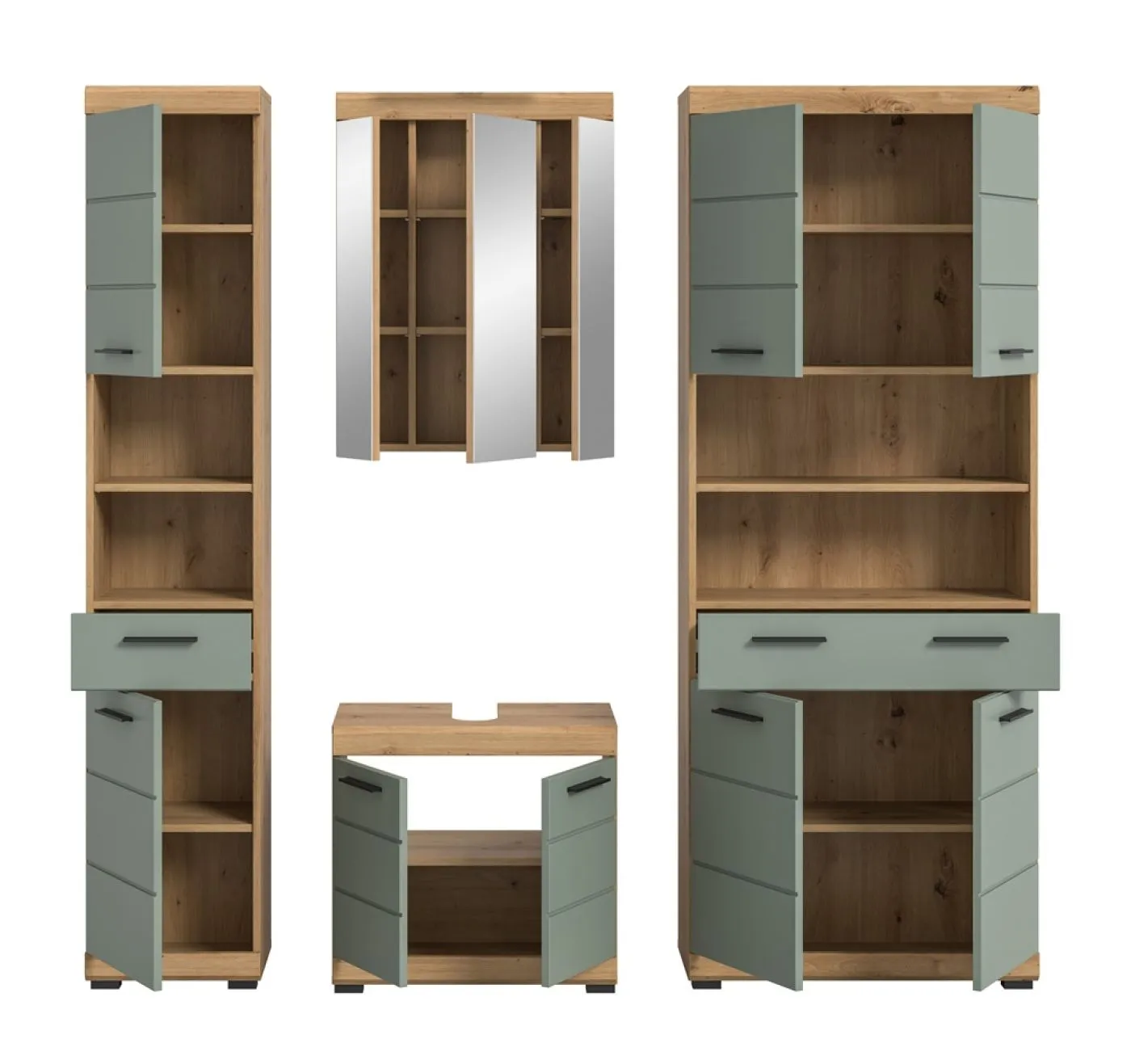 Badezimmer-Set Scout 4 | Salbei / Artisan Eiche | 4-teilig 1a