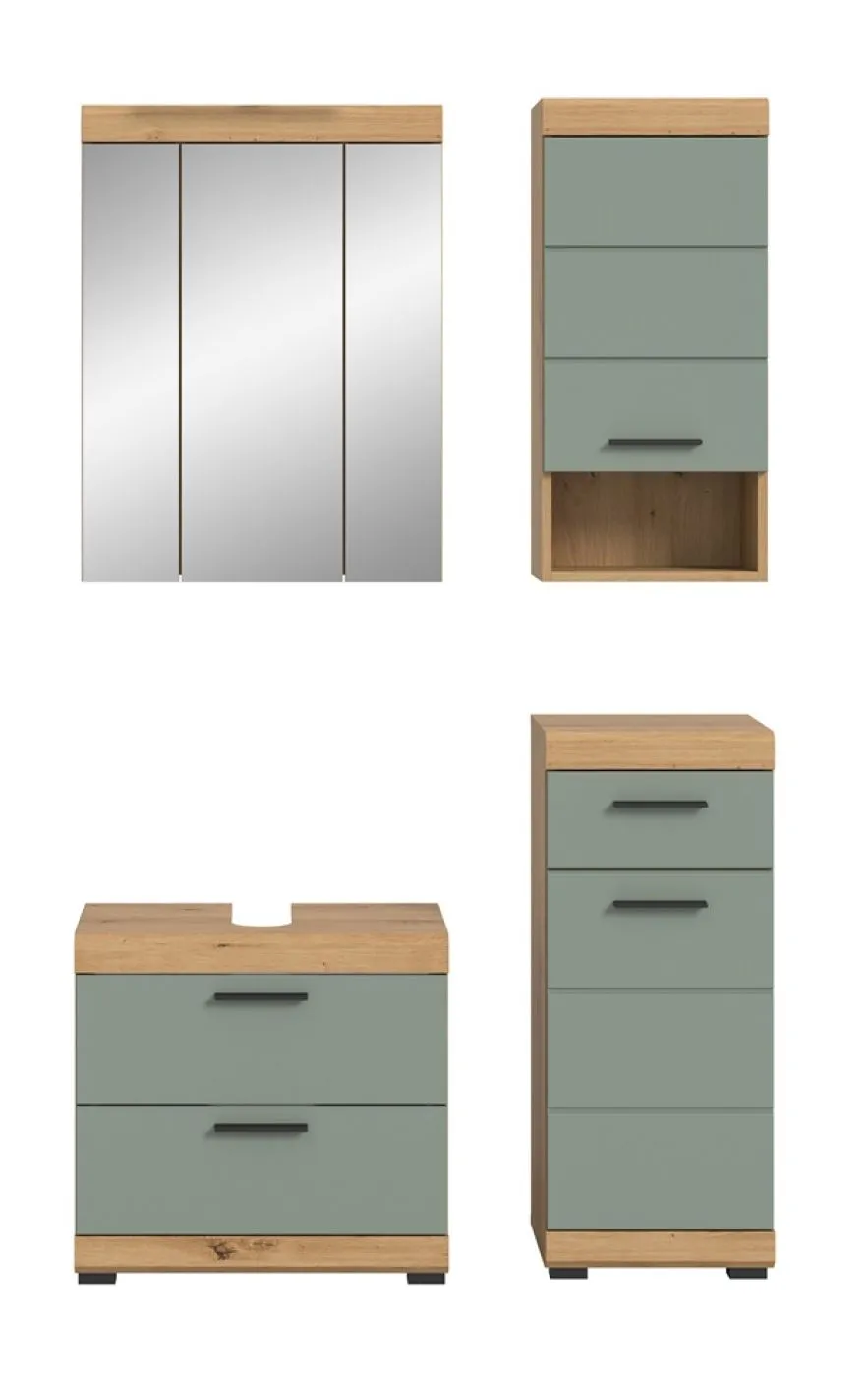 Badezimmer-Set Scout 6 | Salbei / Artisan Eiche | 4-teilig | optional Aufsatzleuchte
