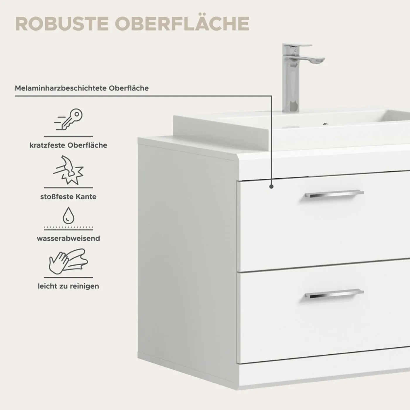 Badezimmer-Set Scout 6 | weiß Hochglanz / weiß | 3-teilig ohne Aufsatzleuchte