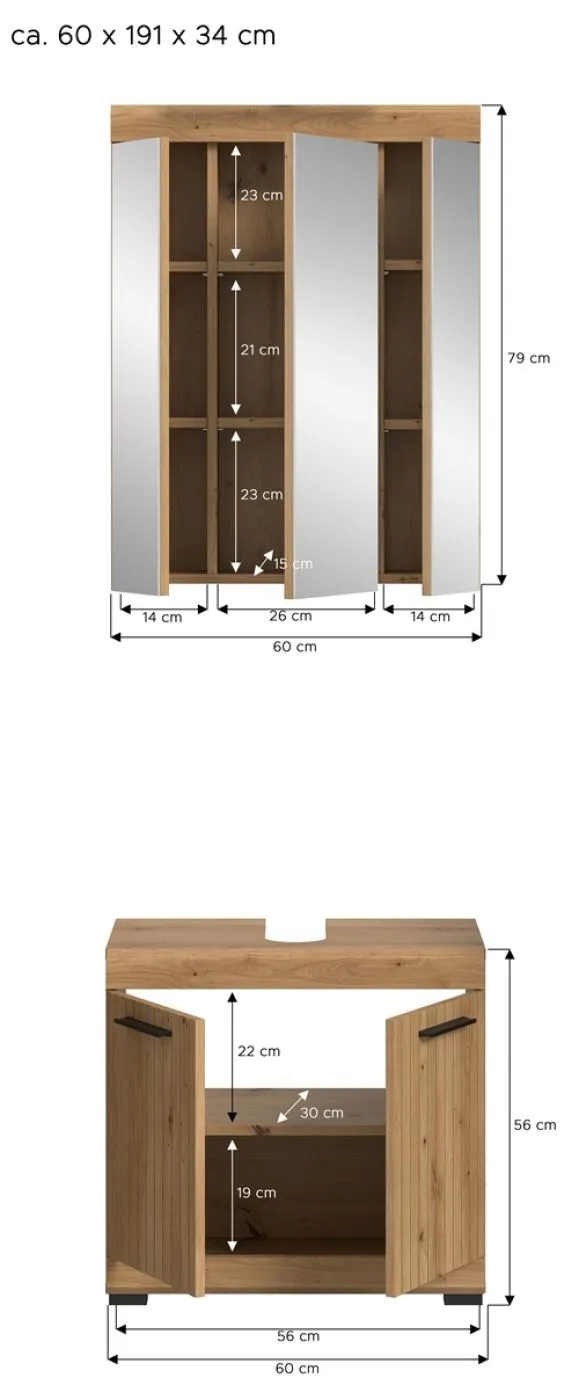 Badezimmer-Set Scout | Artisan Eiche | 2-teilig ohne Aufsatzleuchte