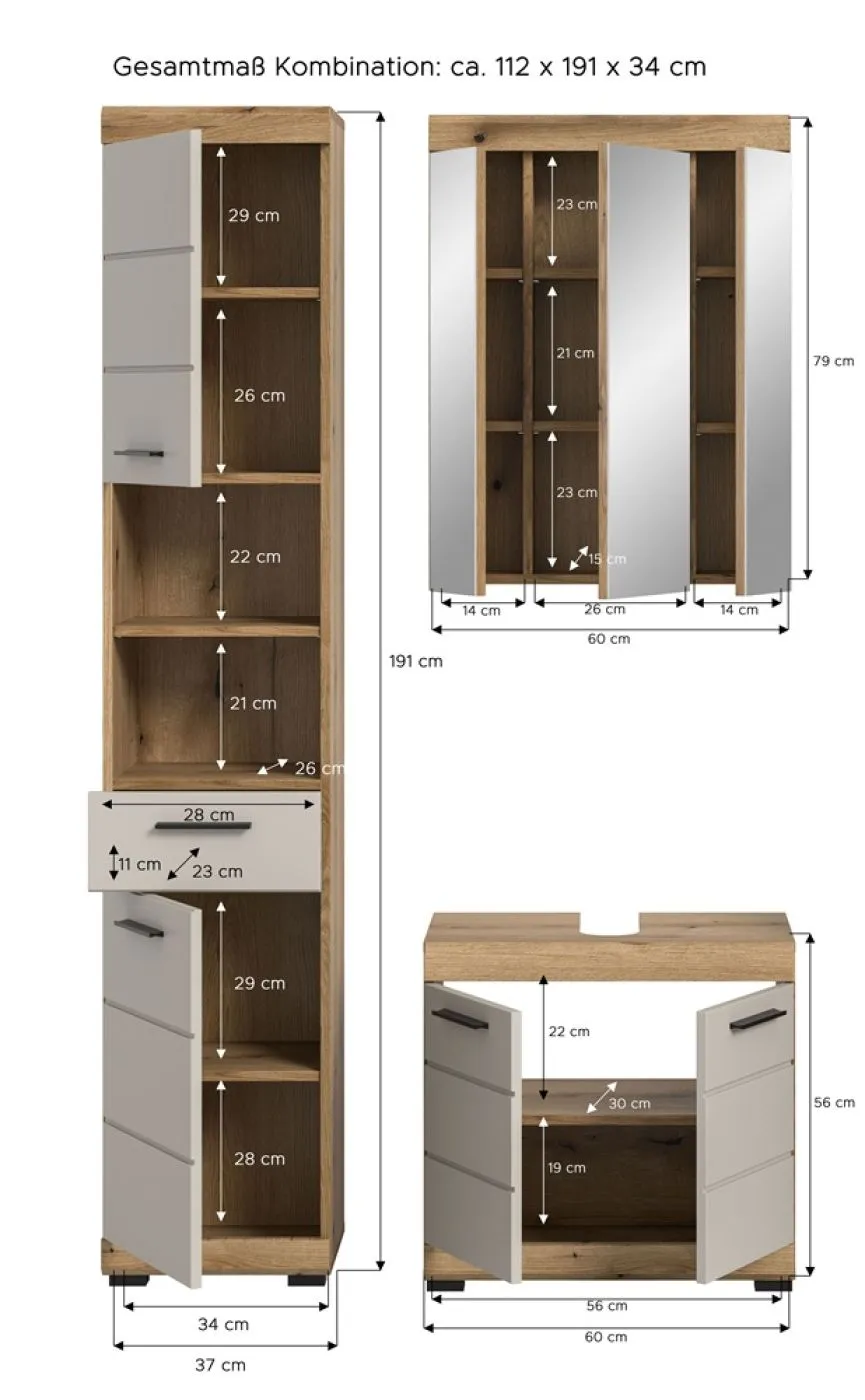 Badezimmer-Set Scout | Kaschmir / Evoak Oak | 3-teilig