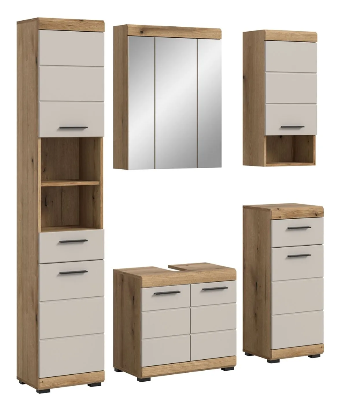 Badezimmer-Set Scout | Kaschmir / Evoak Oak | 5-teilig mit Aufsatzleuchte