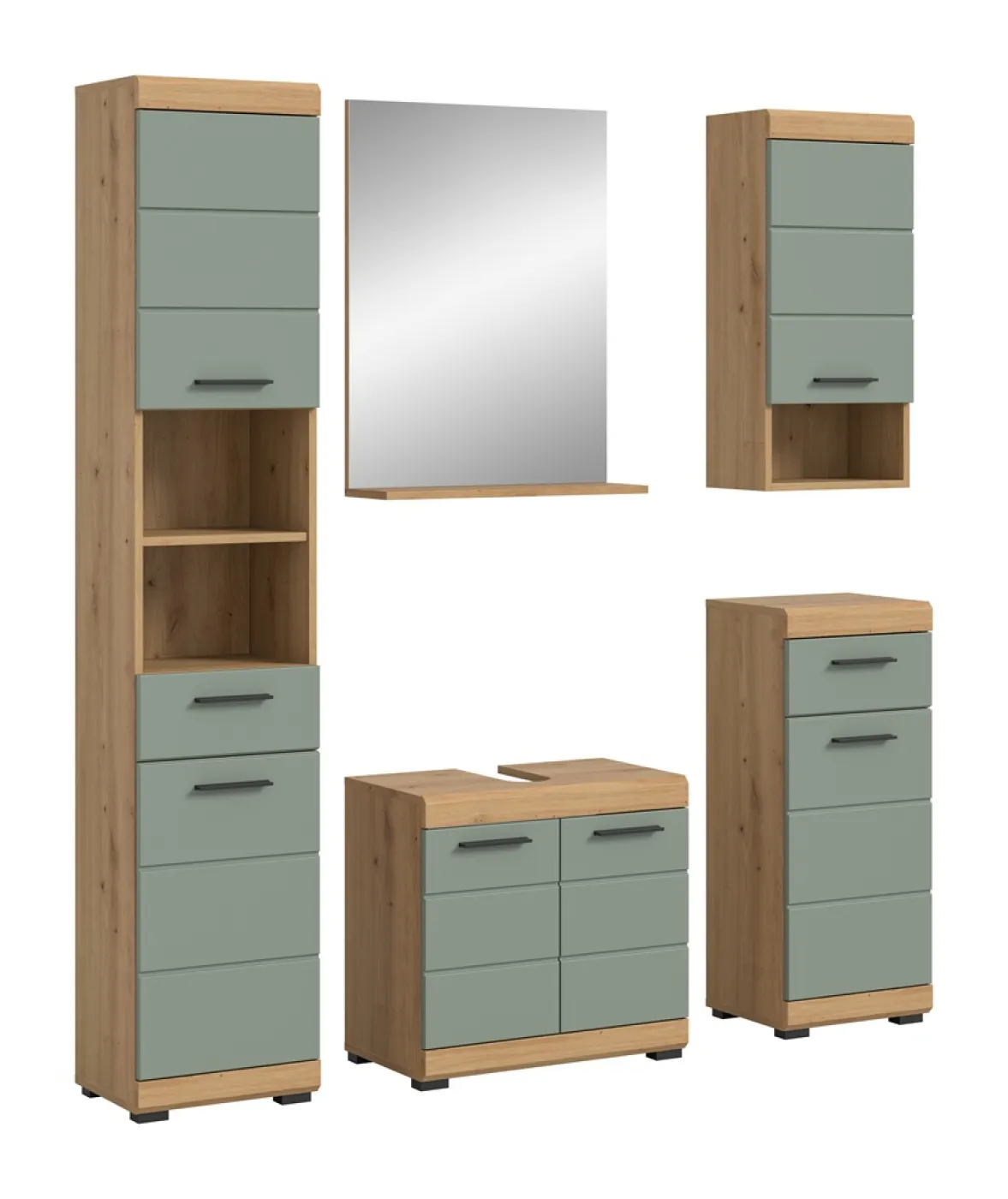 Badezimmer-Set Scout | Salbei / Artisan Eiche | 5-teilig