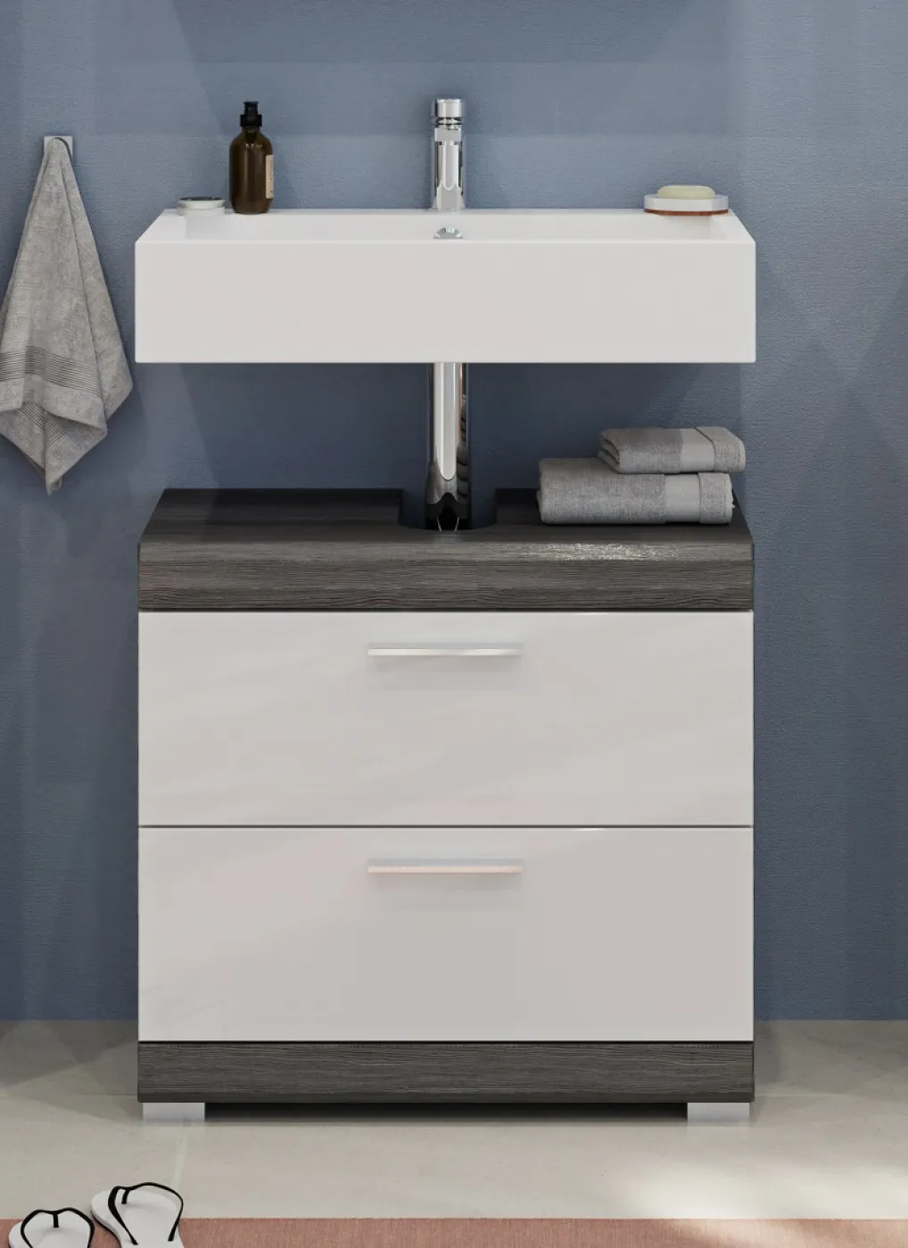 Badezimmer-Set Scout | weiß Hochglanz / rauchsilber | 2-teilig