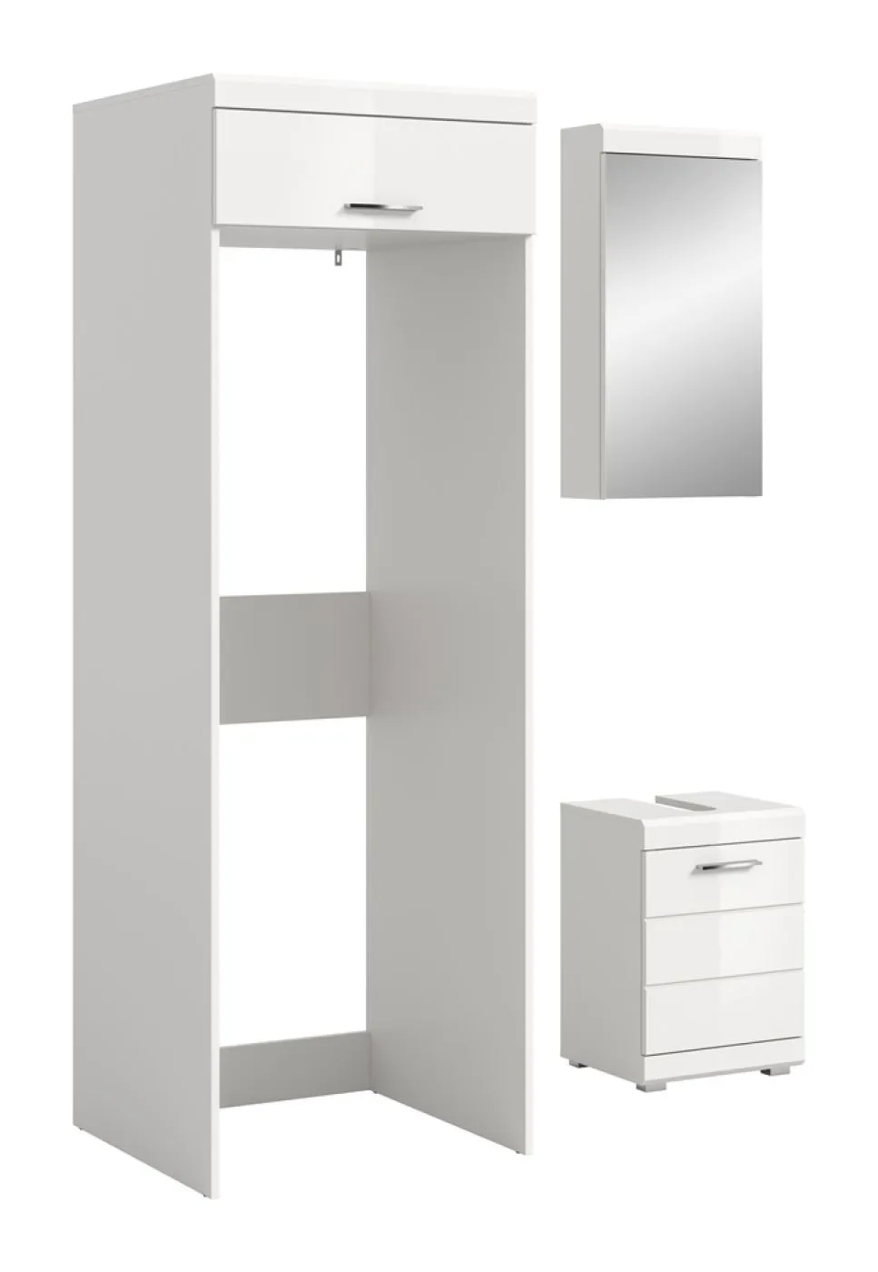 Badezimmer-Set Scout | weiß Hochglanz / weiß | 3-teilig