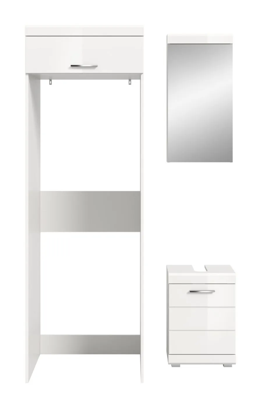 Badezimmer-Set Scout | weiß Hochglanz / weiß | 3-teilig