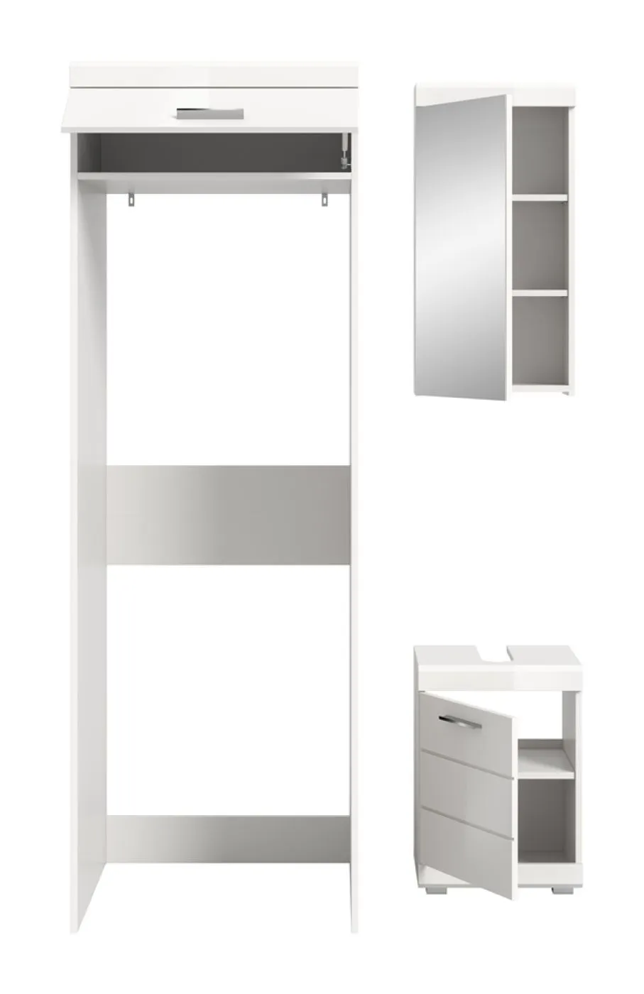 Badezimmer-Set Scout | weiß Hochglanz / weiß | 3-teilig