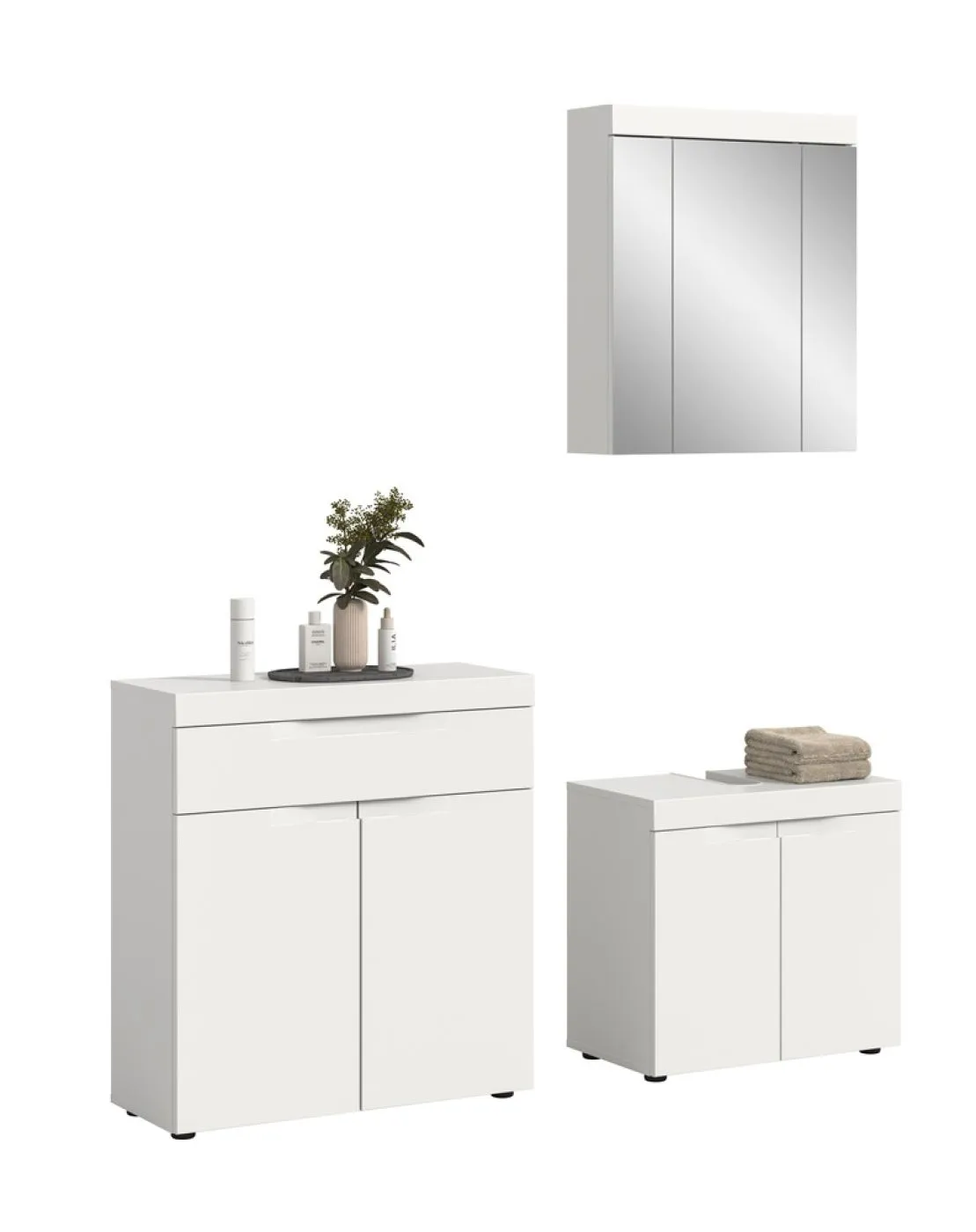 Badezimmer-Set Viana 1 | 3-teilig | weiß mit Badaufsatzleuchte