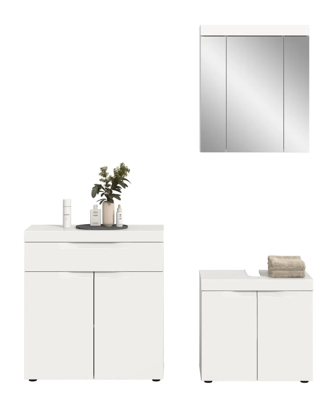 Badezimmer-Set Viana 1 | 3-teilig | weiß mit Badaufsatzleuchte