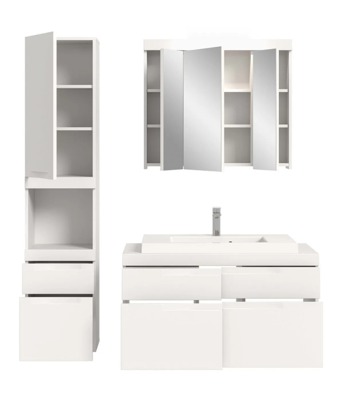 Badezimmer Set Viana 2 | 3-teilig | weiß | inkl. Waschbecken