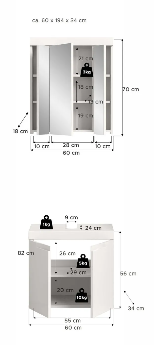 Badezimmer Set Viana | 2-teilig | weiß