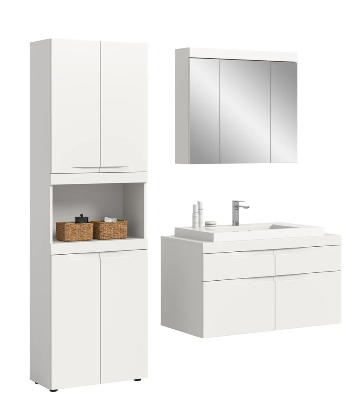 Badezimmer Set Viana 3 | 3-teilig | weiß | inkl. Waschbecken